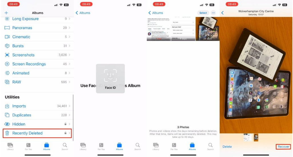 华州苹果14维修分享 iPhone14 上恢复已删除的照片 