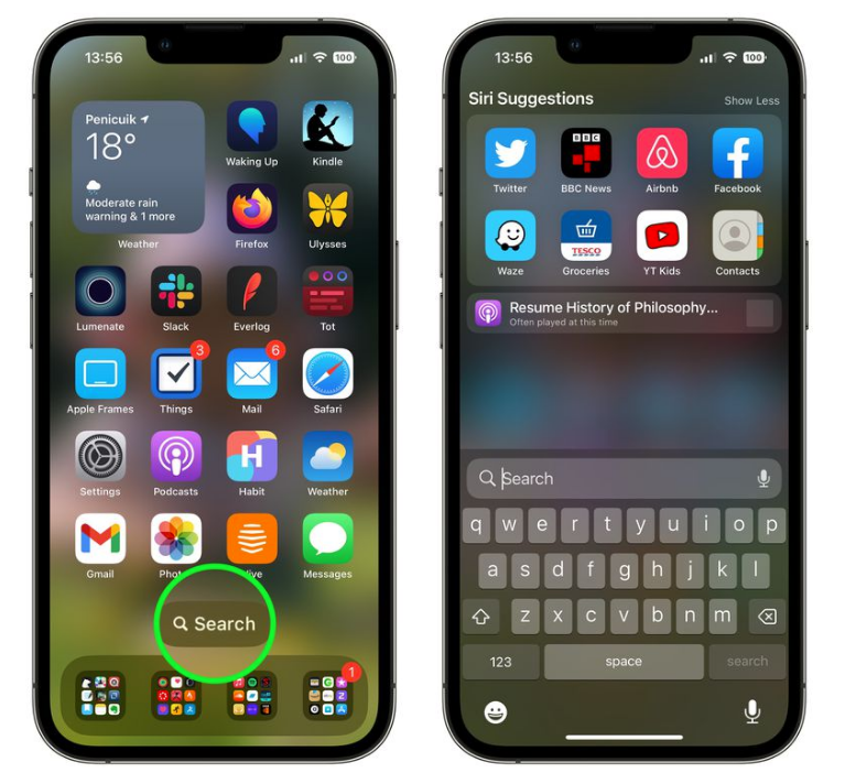 华州苹果手机维修分享升级到 iOS 16 后，如何删除主屏幕上的搜索按钮 